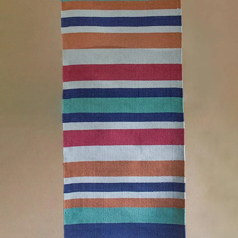 Sea Breeze Stripes Woven Bedside Cotton Rug media 3