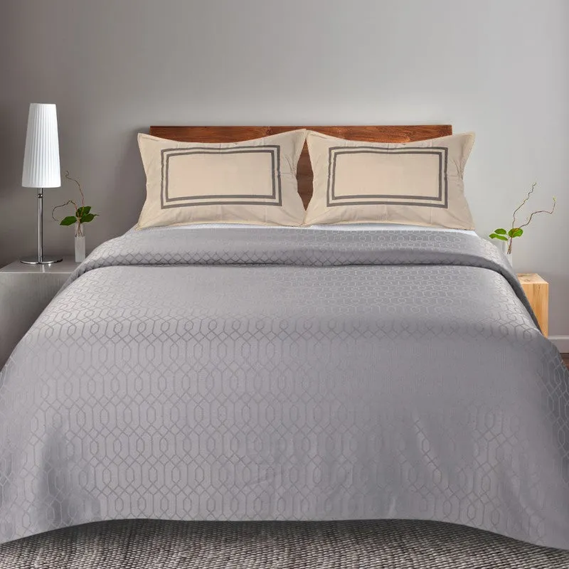 Grid Grace Cotton Bedsheet (Grey) - 150 TC media 3