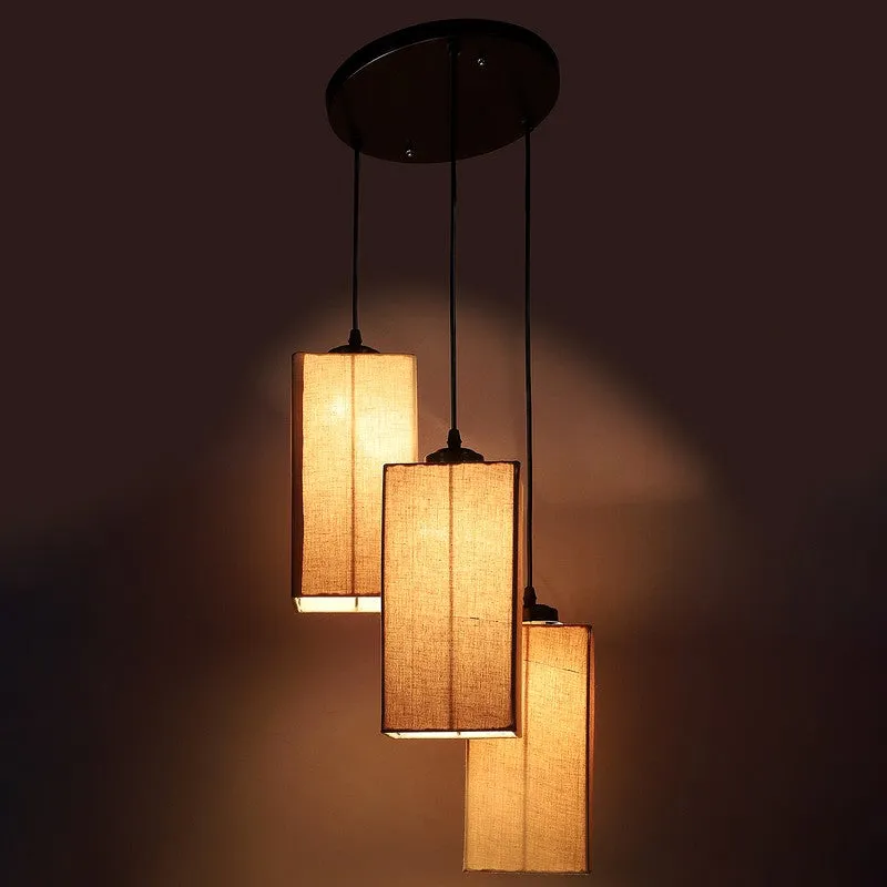 Warm Ivory Triple Metal Ceiling Lamp - Grey media 7