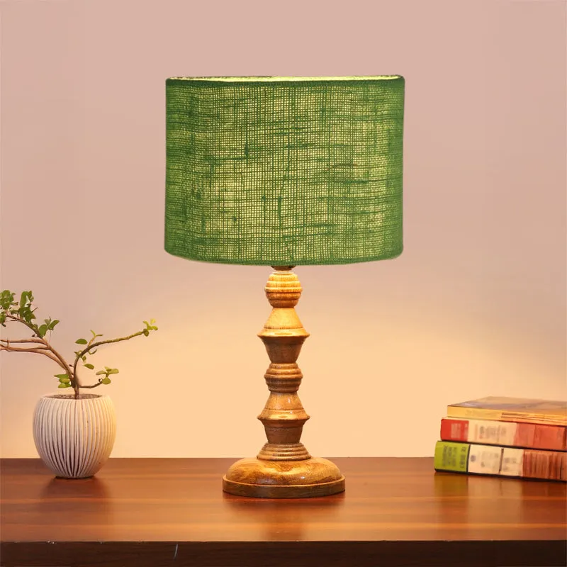 Sienna I Timber Wooden Table Lamp - Green,Brown media 2