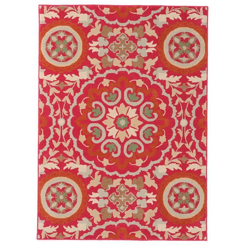 Paladin Hand Tufted Ethnic Wool & Nylon Carpet - Pink media 1