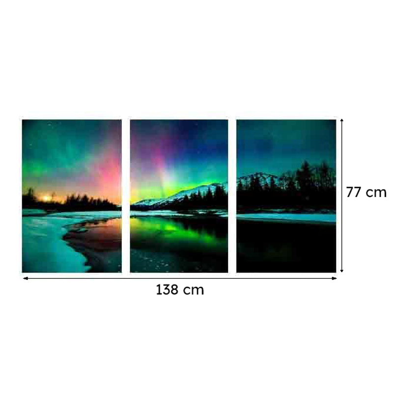 Northern Lights Poly Canvas Wall Art - Three Piece Set media 8