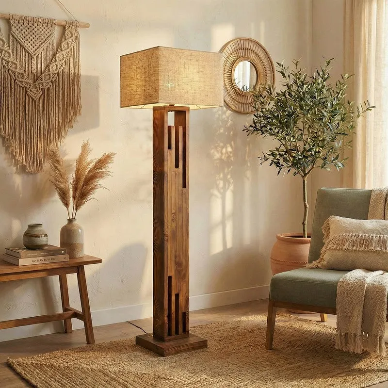 Kyrra Wooden and Jute Floor Lamp media 1