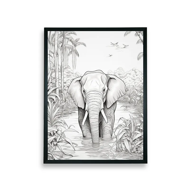 Elephant Sketch Canvas Wall Art media 7