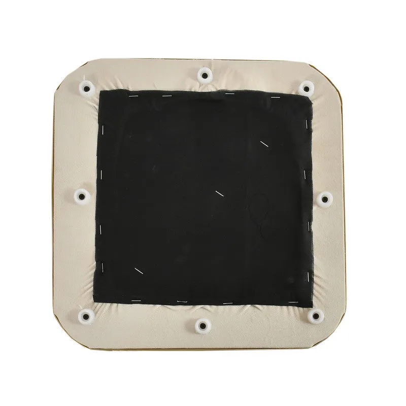 Aureum Solid Velvet Pouffe - White & Gold media 6