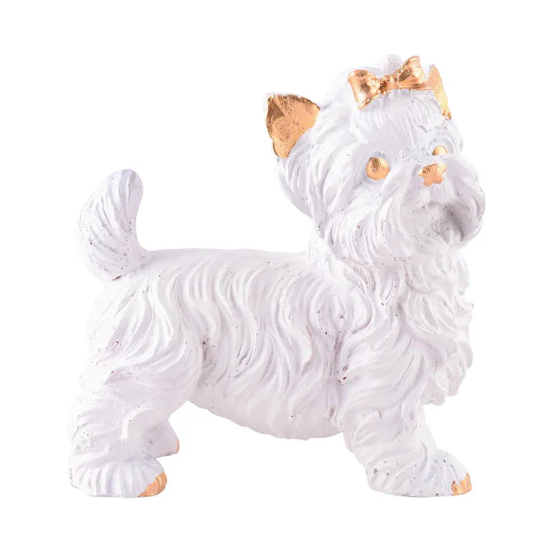 Yapping Yorkie Painted Polyresin Show Piece - White media 3