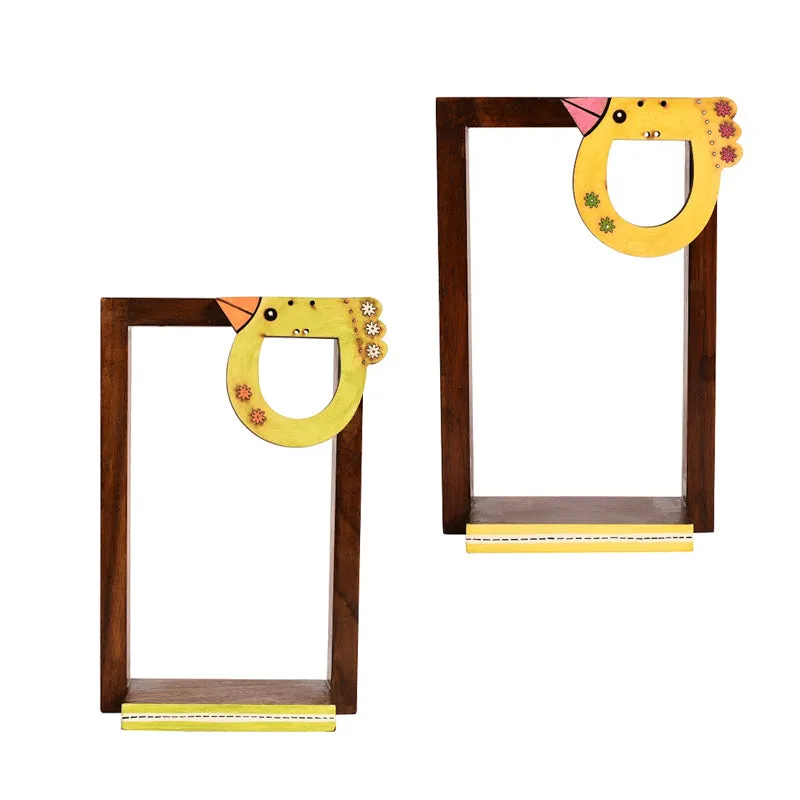 Klava  Bubbly Chidiya Handcrafted Wall Shelf - Set Of Two media 4