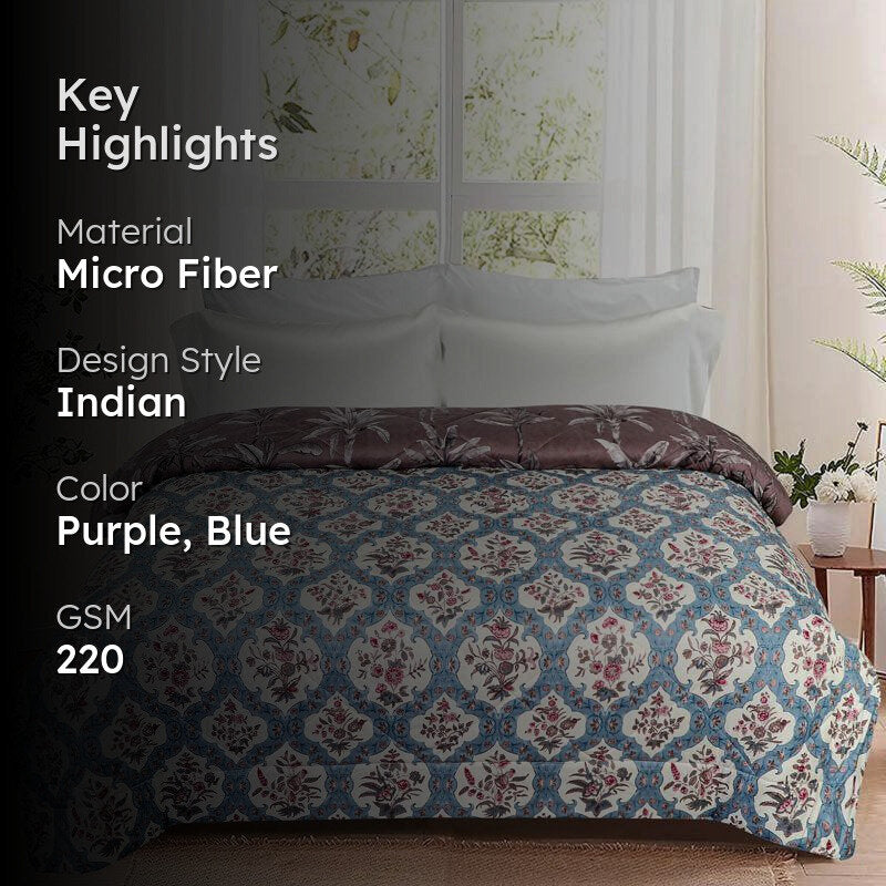 Seine Floral Cotton Reversible Comforter - 220 GSM media 2