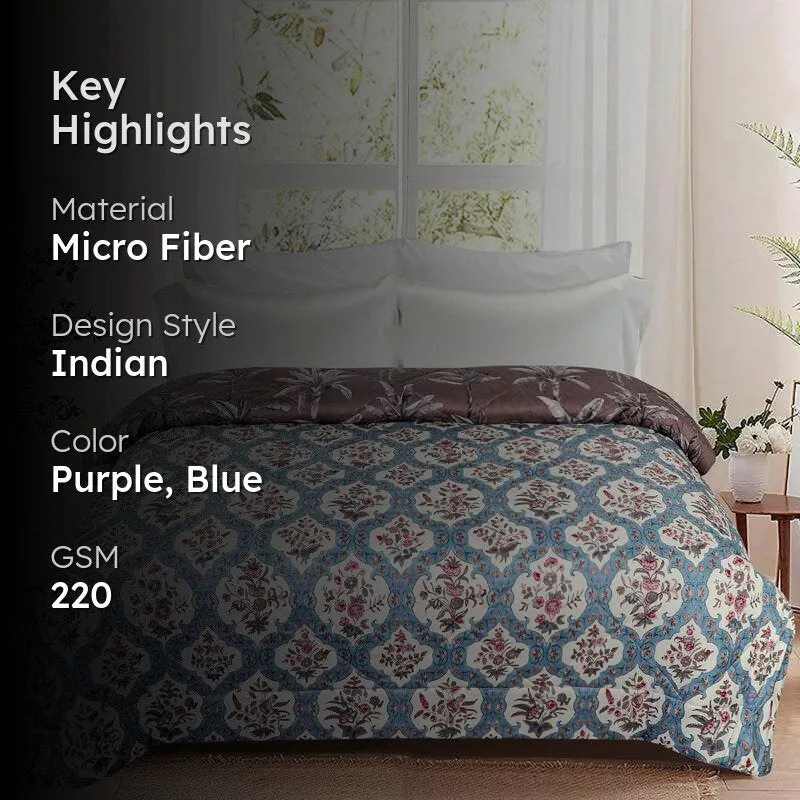 Seine Floral Cotton Reversible Comforter - 220 GSM media 2