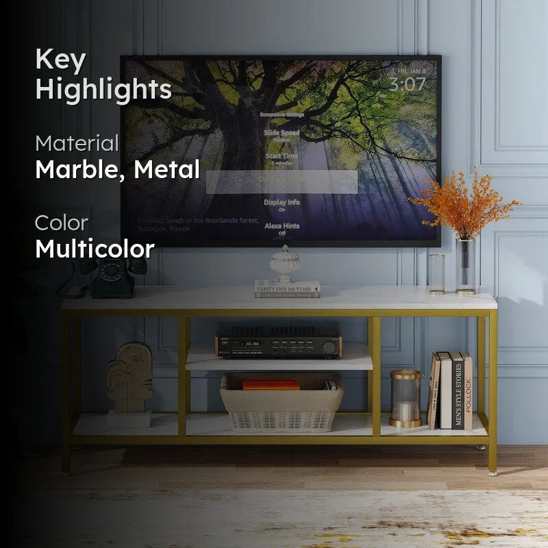 5 Tier Metal Console Table with Marble Top - Small media 2