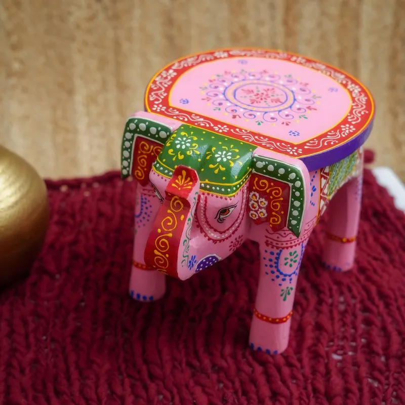 Elvya Handcrafted Painted Mango Wood Stool media 1