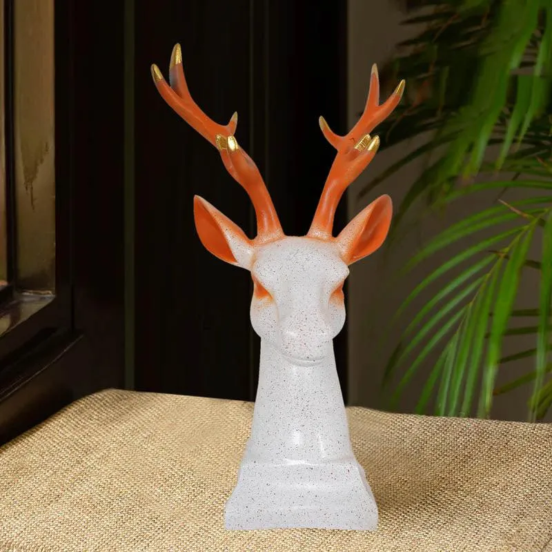 Gilded Stag Painted Polyresin Show Piece - White media 1