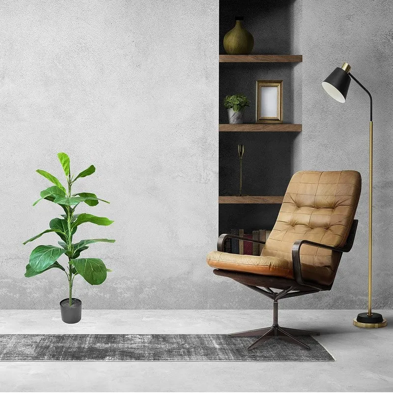 Lushe Artificial Fiddle Fig Plant With Black Plastic Pot - 2.3 Feet media 4