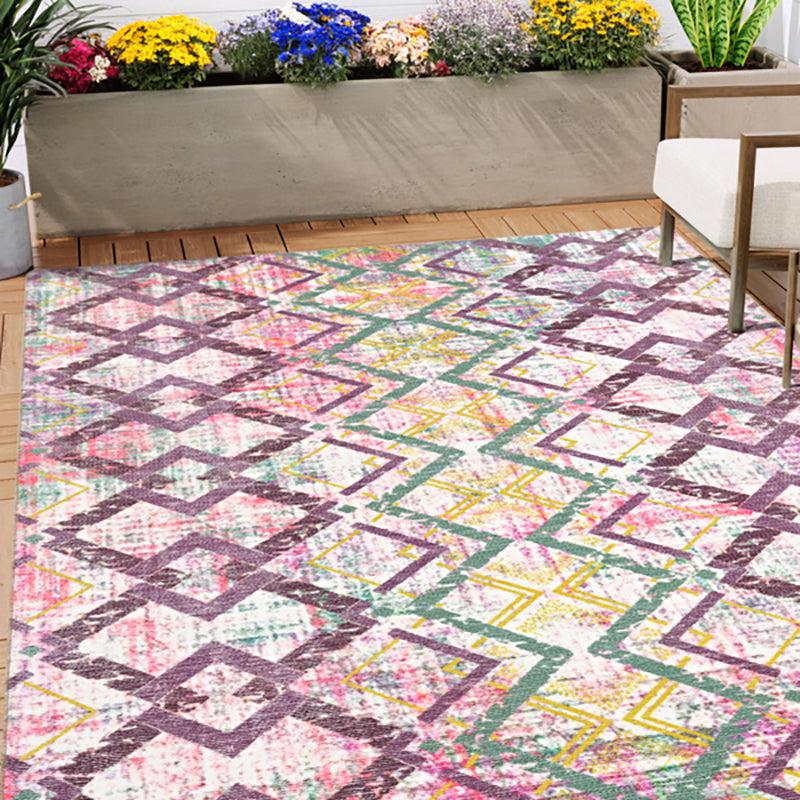 Thrain Geometric Polyester Anti-Skid Carpet - Pink media 3