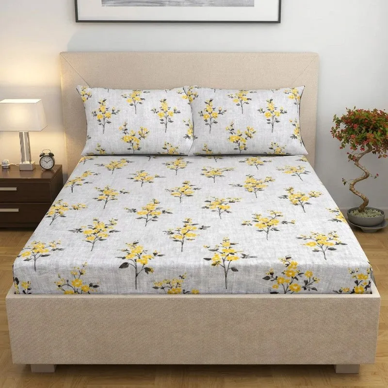 Simple Bloom Cotton Bedsheet - 300 TC media 3