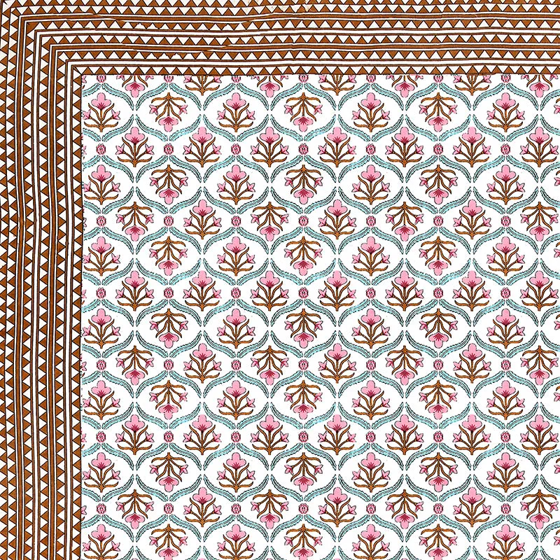 Ethnik Mirage Cotton Bedsheet (Pink, Brown) - 144 TC media 4