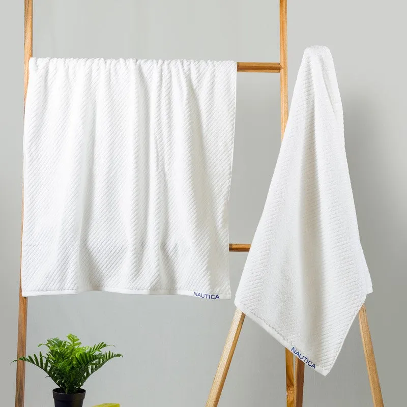 Nautica Riviera Soft Cotton Bath Towel (White) - Set Of Two media 1