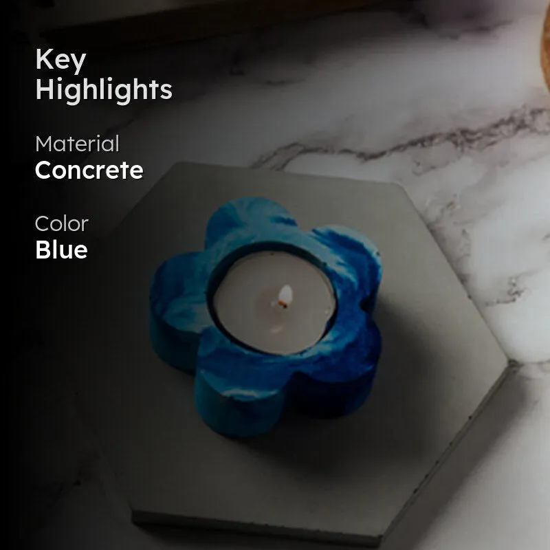 Blue Fluer Candle Holder media 2
