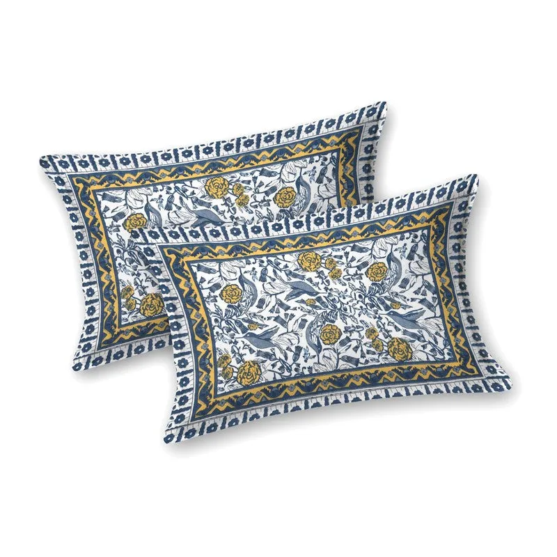 Formum Cotton Bedsheet (Blue,Yellow) - 240 TC media 4
