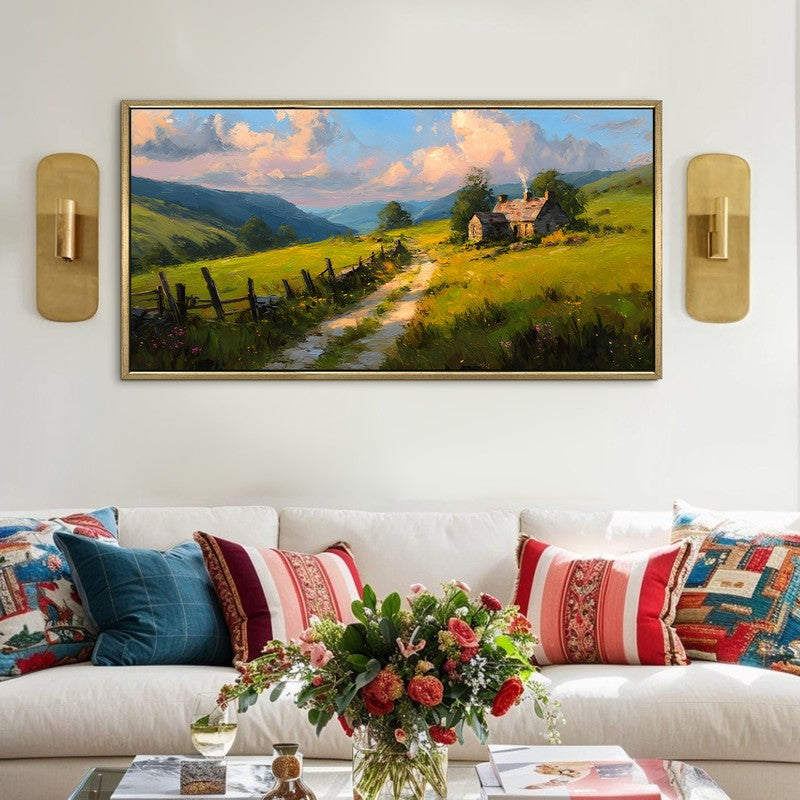Fields at Dusk Canvas Wall Painting With Frame