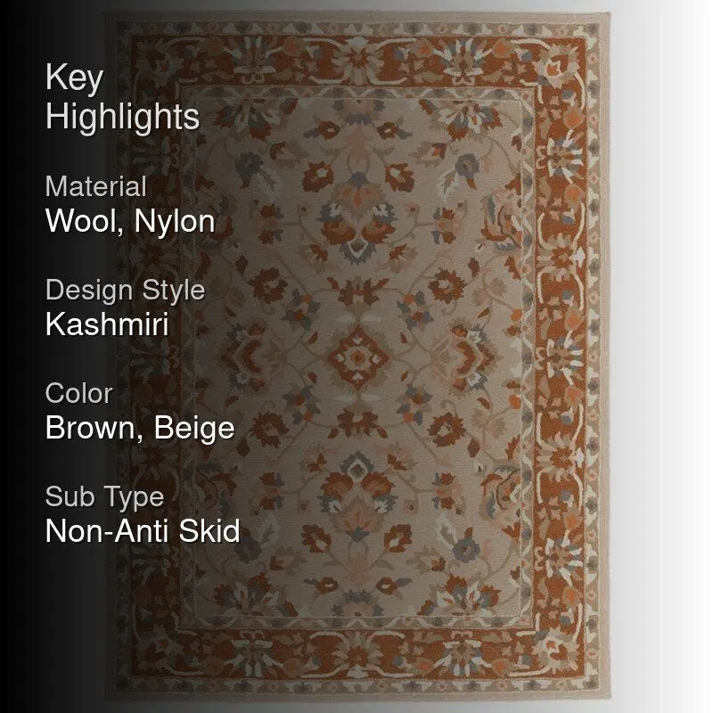 Shenlong Hand Tufted Ethnic Wool & Nylon Carpet - Beige media 2