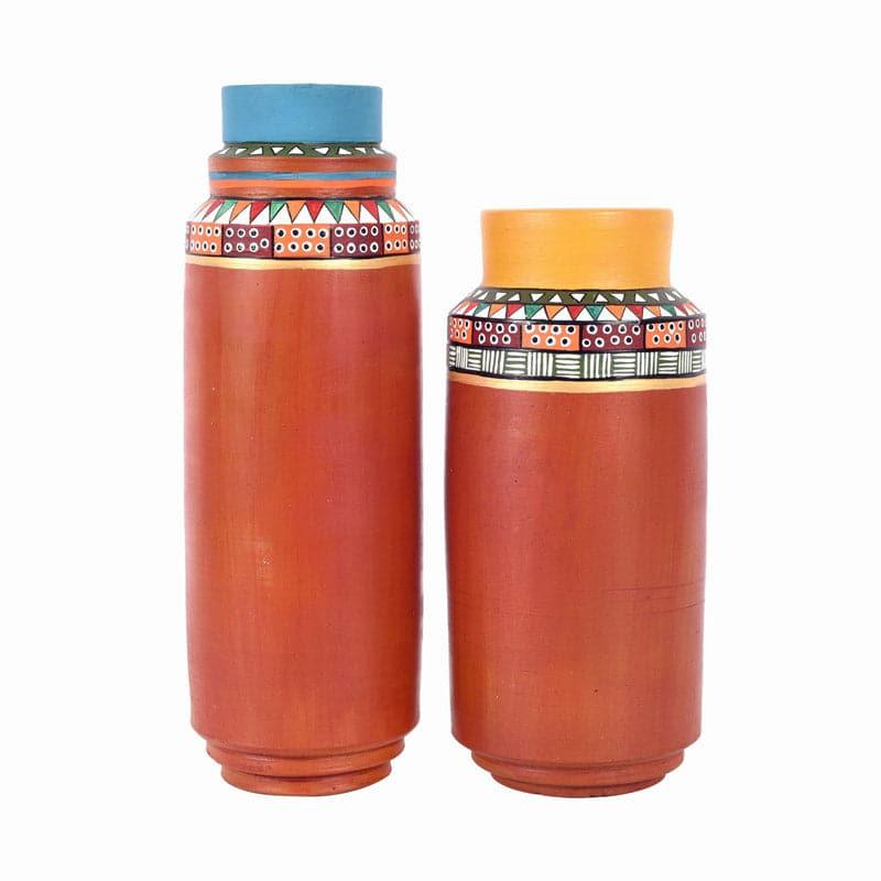 Ansala Tribal Terracotta Vase - Set Of Two media 3