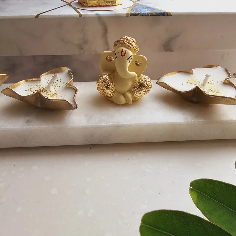 Ganesha Marble Tealight Candle Holder - Off White media 3