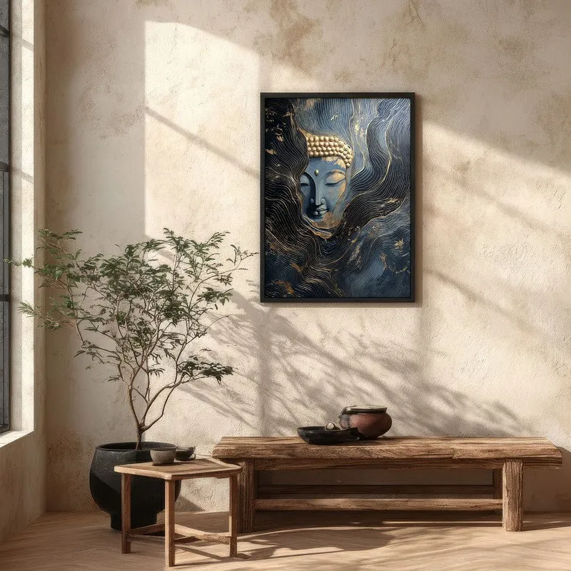 Nebula Buddha Archival Paper Wall Painting With Black Frame media 5