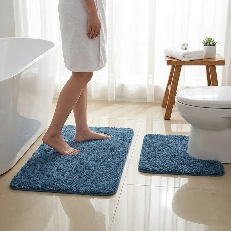 BathEase Anti Skid Bath Mats (Blue) - Set of Two media 1