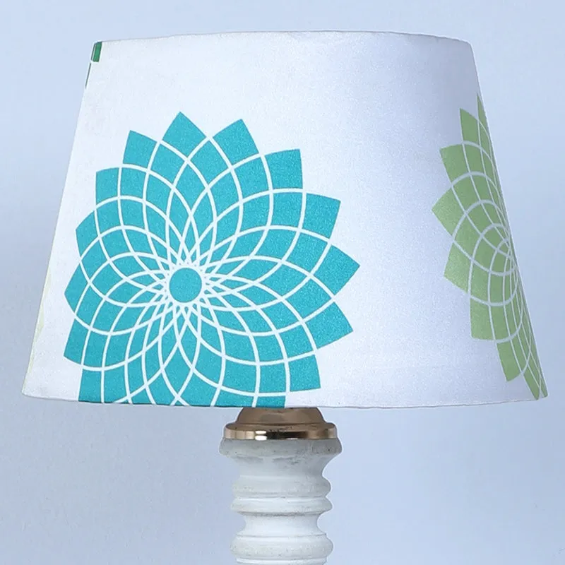Akari Coil Printed Mango Wood Table Lamp - White,Green media 3