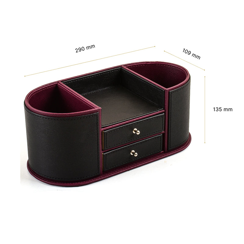Tisca Curve Faux Leather Desk Organizer - Black media 9