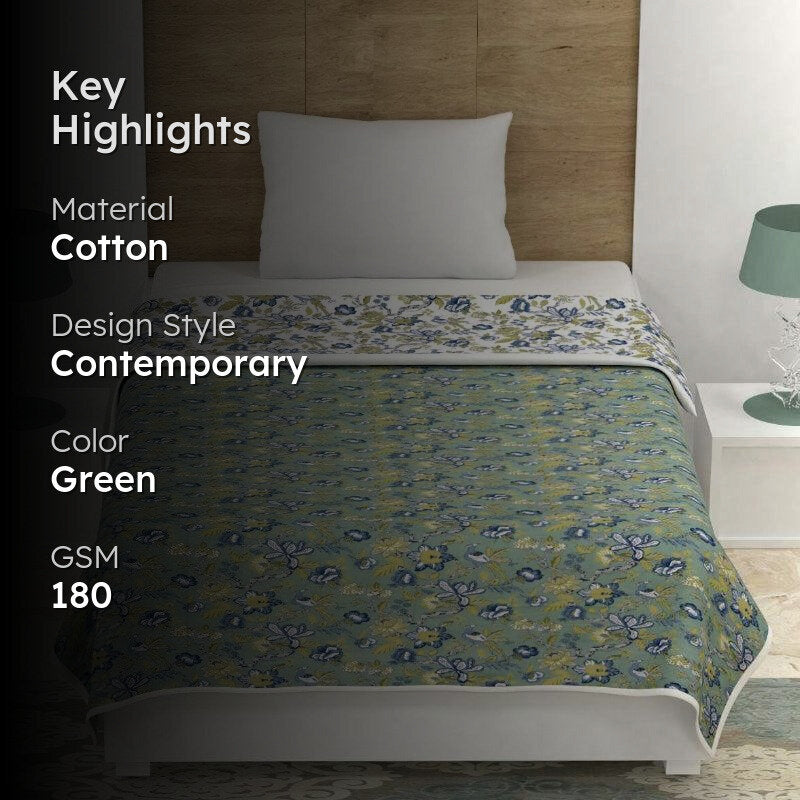 Tatva Ethnic Reversible Cotton Dohar (Sea Green)  - 180 GSM media 2