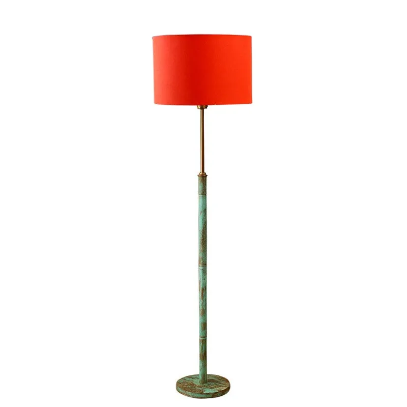 Amber Glow Wooden Floor Lamp - Orange media 5