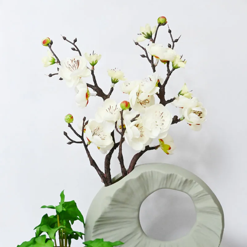 Artificial Decorative Plum Blossom Flower Stick (White) - Set of Two media 4