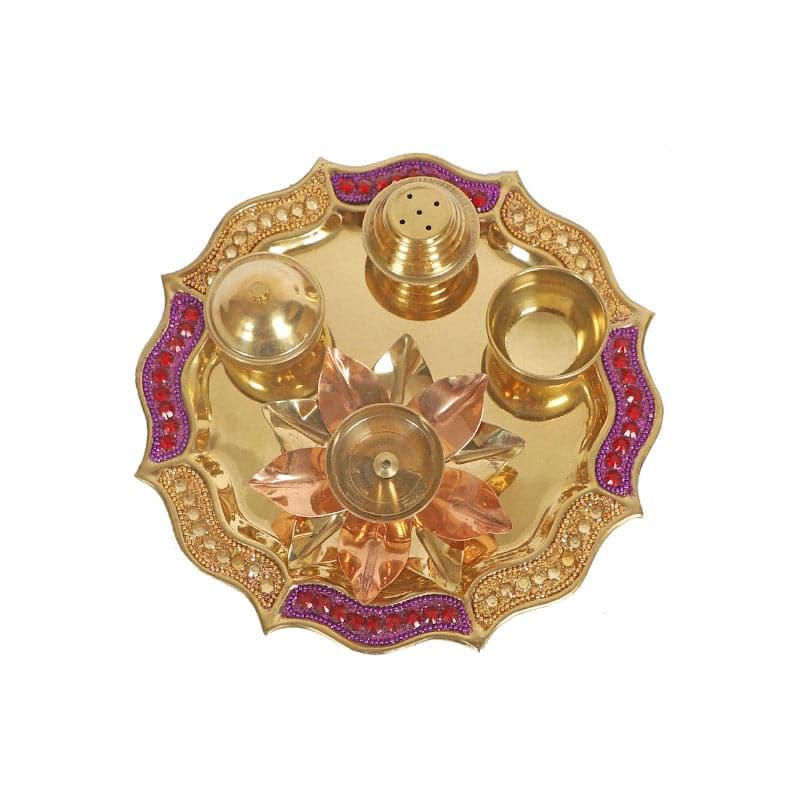 Svecha Brass Pooja Thali Set media 3