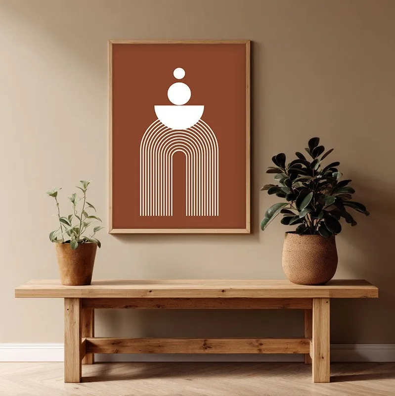 Zen Gateway Canvas Wall Painting With Brown Frame media 1