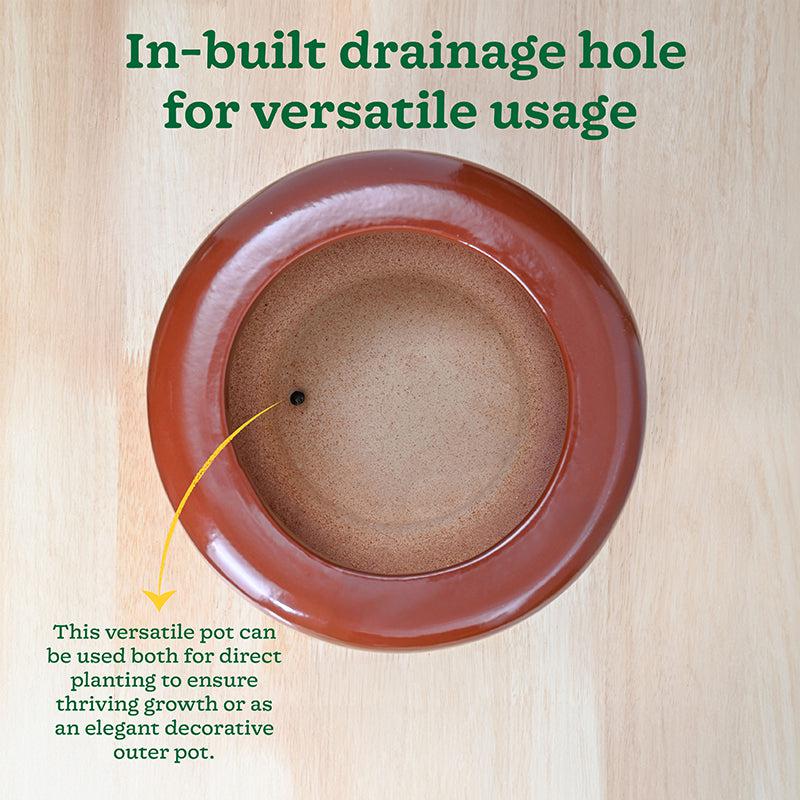 Ugaoo Ceramicurve Three Layer Ceramic Planter - Terracotta media 7