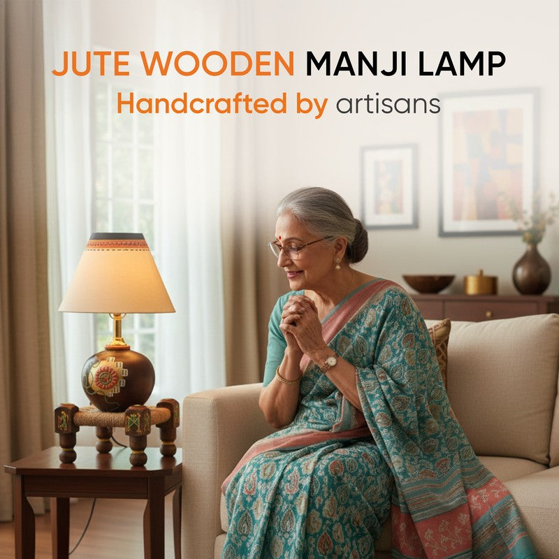 Terracotta Table Lamp With Manji - Multicolor media 7