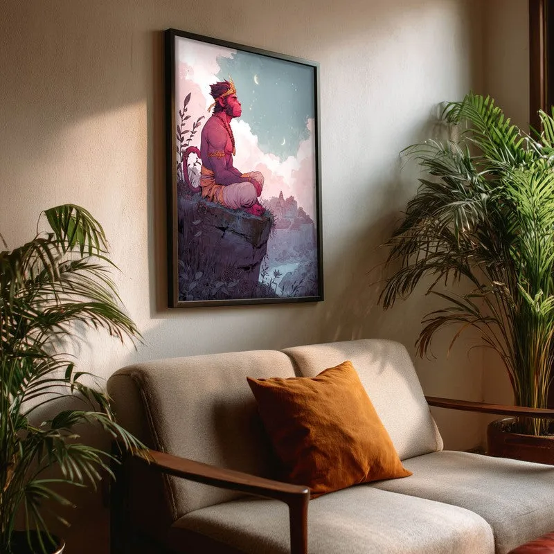 Sri Hanuman Divine Peace Spiritual Archival Paper Wall Art media 3