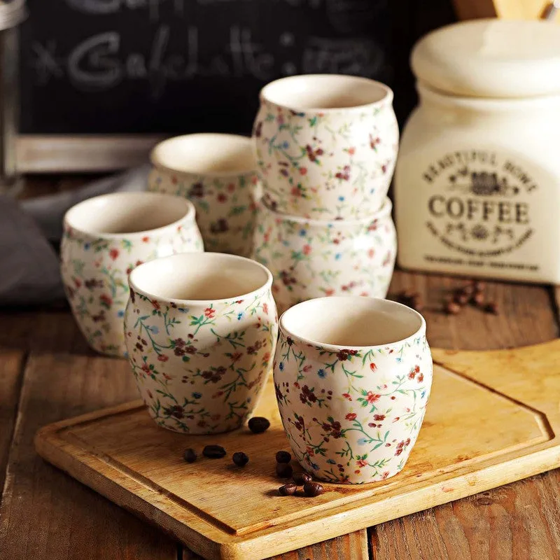 Pastel Garden Stoneware Kulhad(190 ml) - Set Of Six media 1