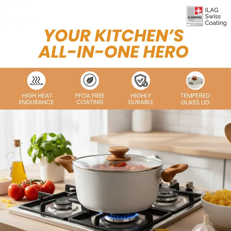 Salford Forged Non Stick Casserole with Glass Lid (White Spatter) - 4400 mL media 6