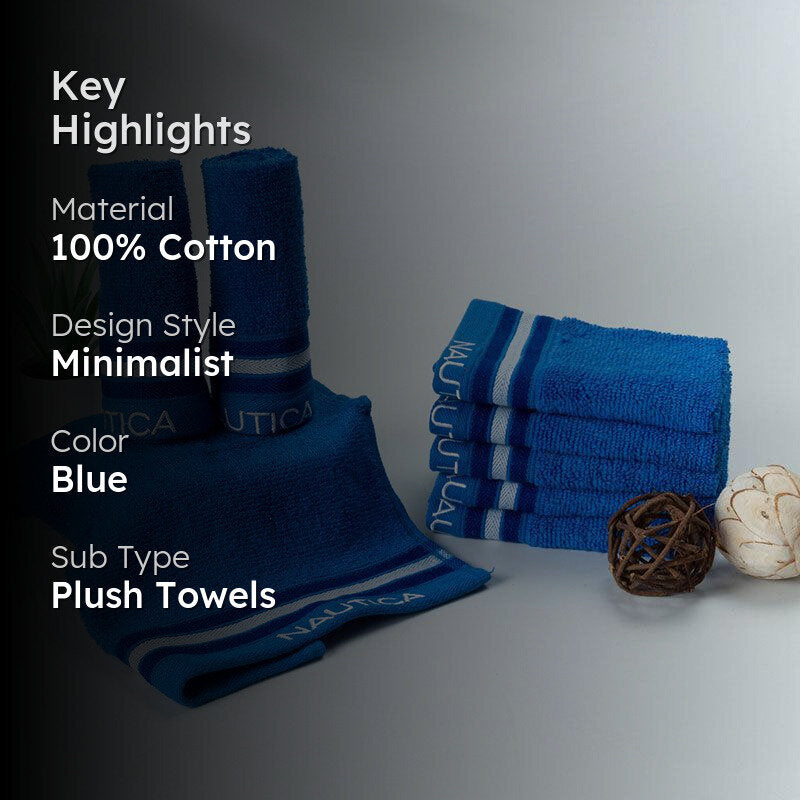 Nautica Dove Down Cotton Face Towel (Blue) - Set Of Eight media 2
