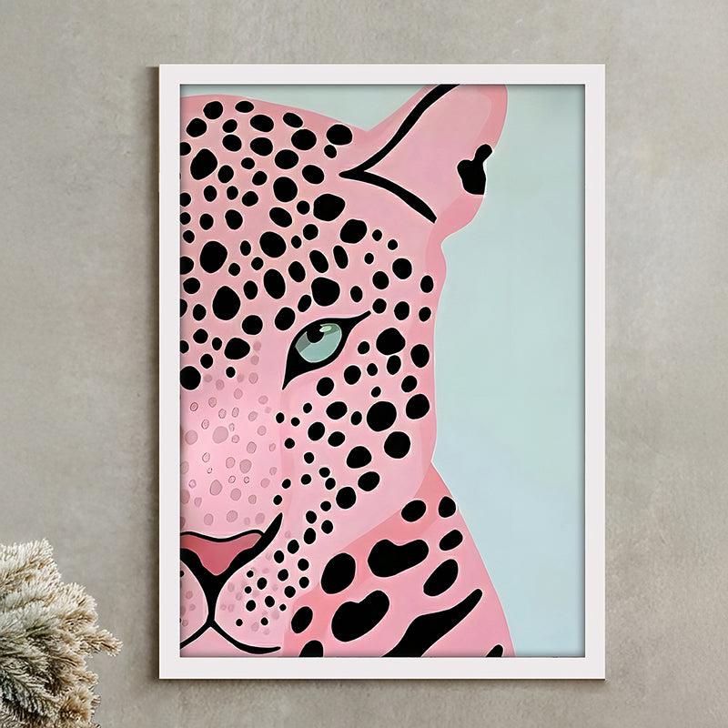 The Pink Panther Canvas Leopard Wall Art With Frame - White media 2