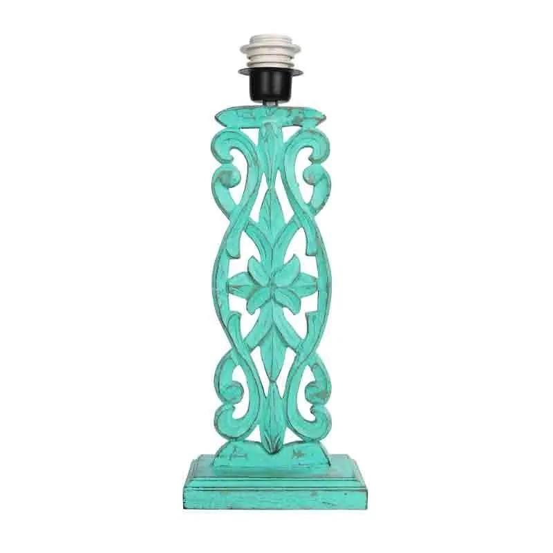 Meraki Carved Fabric Table Lamp - Beige,Blue media 5