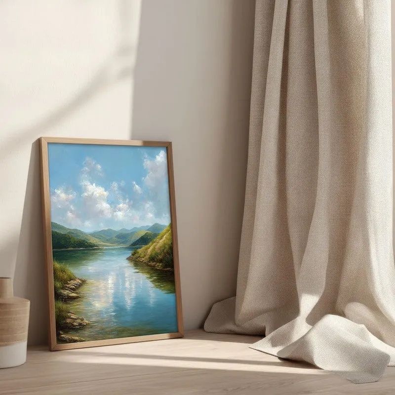 Calm Beneath the Clouds Archival Paper Wall Painting With Brown Frame media 3