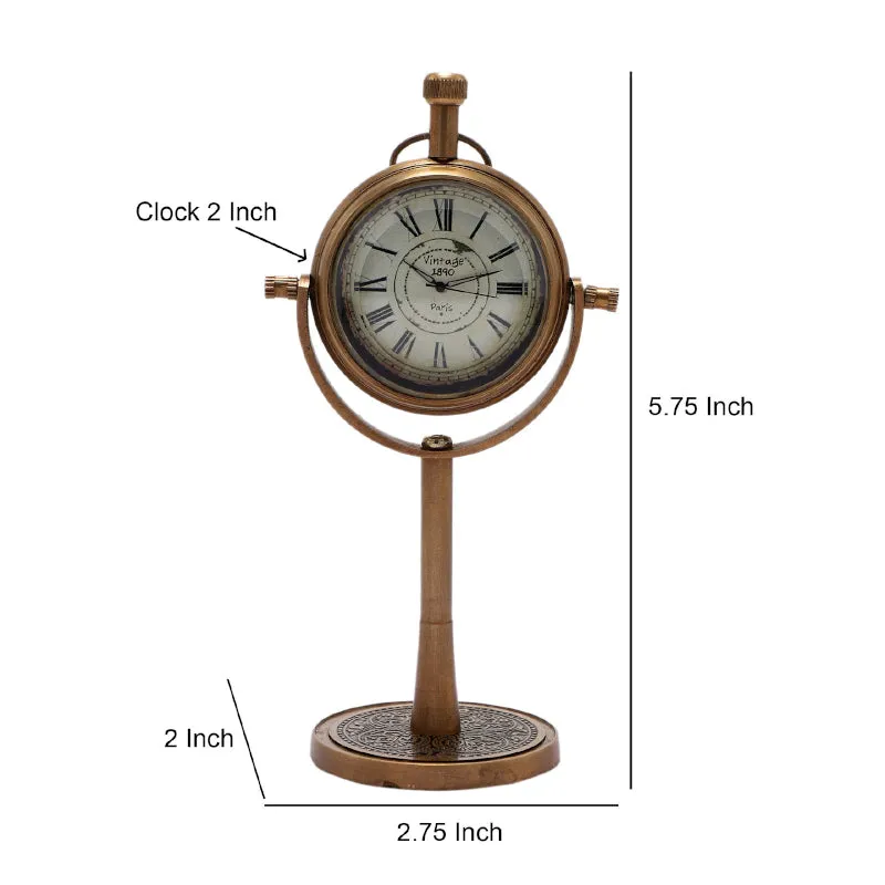 Esmora Antique Brass Table Clock - White & Gold media 5