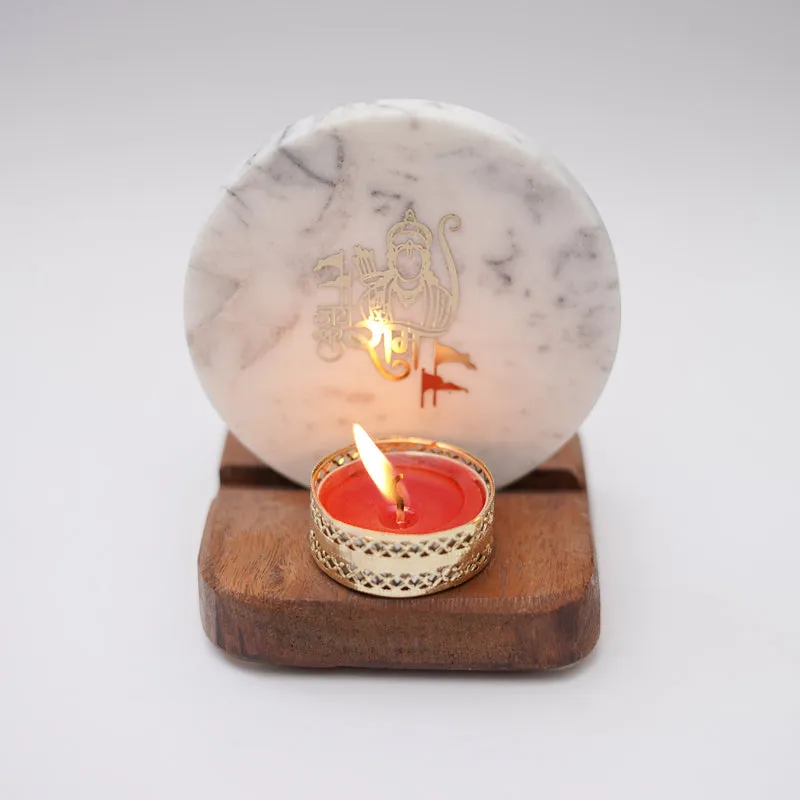Jai Shree Ram Marble Religious Accent With Tealight Candle Holder media 1