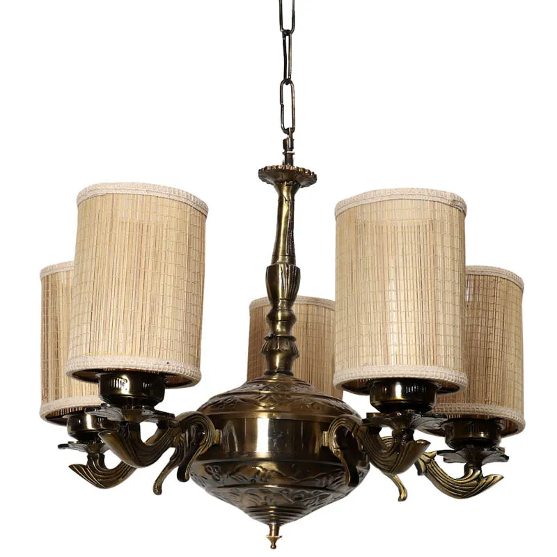 Arco Cylindrical Golden Antique Ceiling Lamp media 4