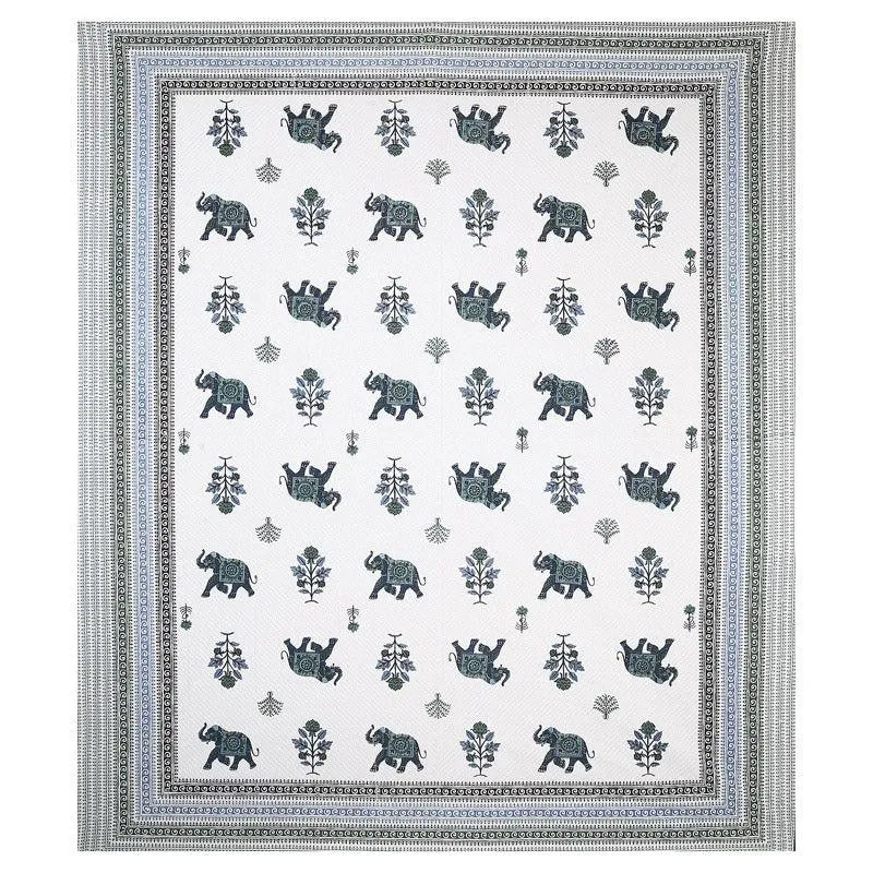 Gajesara Ethnic Cotton Bedsheet (Blue) - 160 TC media 3