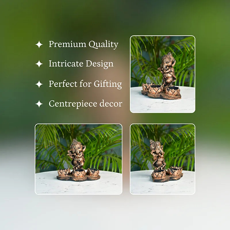Little Copper Ganesha Tealight Candle Holder media 3